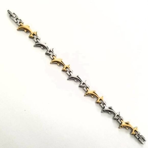New stainless steel dolphin magnetic bracelet 7.5" - Picture 5 of 7